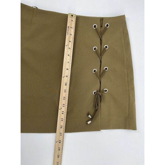 Rebecca Minkoff Khaki Lace-Up Mini Skirt - Picture 3 of 9